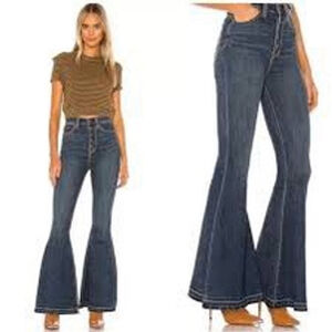 We the Free Free People Bell Flare Button Fly Jeans Size 26 Blue NWT